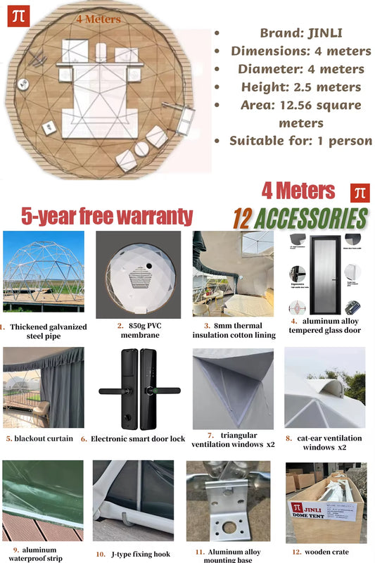 Factory Cheap Price Luxury Accommodation Living Dome Hotel Tents PVC Leisure round Canvas Glamping Dome Tent 4 Season Outdoor